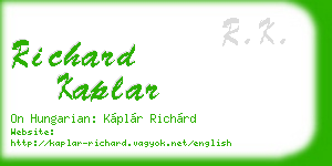 richard kaplar business card
