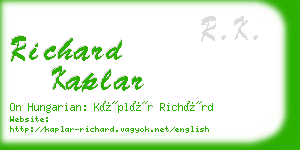 richard kaplar business card